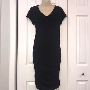 Athleta Black Fitted V Neck Dress size Medium